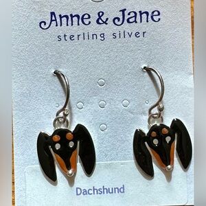 NEW Black and Tan Dachshund Earrings by Anne and Jane